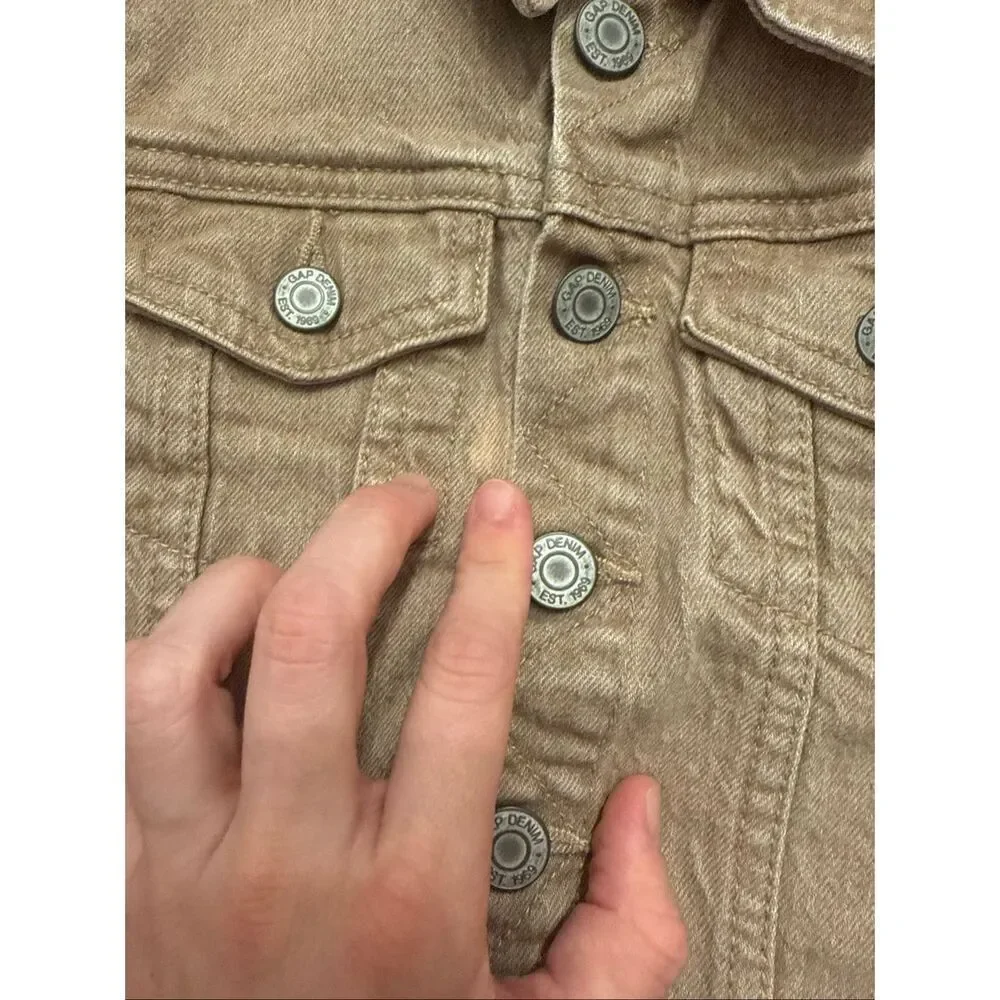 Gap Brown Tan Collared‎ Long Sleeve Button Down Denim Jean Basic Jacket Size 4